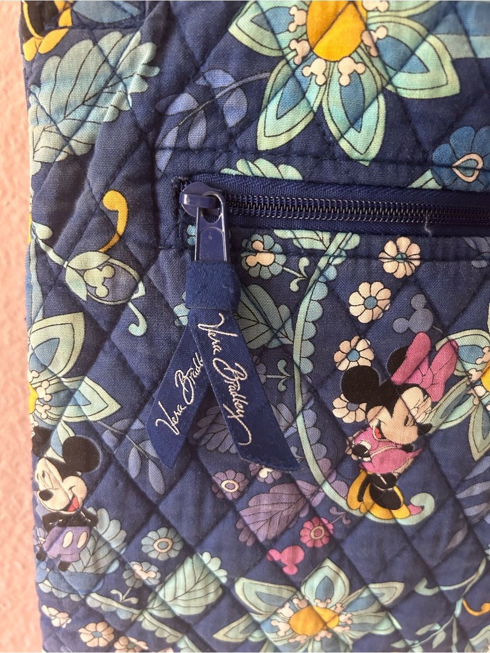 “Dreaming with Mickey” Disney Vera Bradley Blue Quilted Crossbody Bag - Picture 4 of 7
